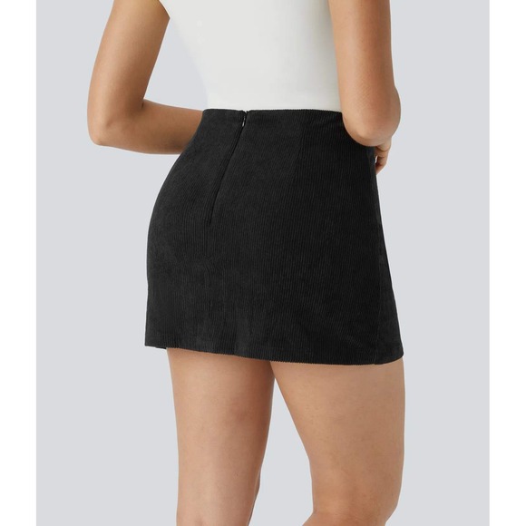 Halara High Waisted Invisible Zipper 2-in-1 A Line Mini‎ Corduroy Casual Skirt - Picture 3 of 11